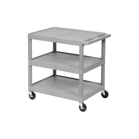 Luxor Luxor Plastic Utility Cart, 3 Shelf, 24Lx18Wx34H, Gray HE34-G